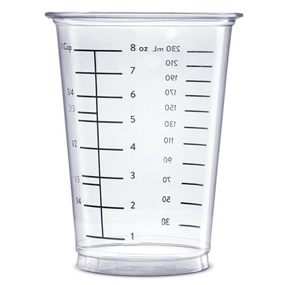 GUSTO 10 oz Clear Plastic Measuring Cups [25 Count] Disposable Multipurpose Cups for Baking, Cooking, Resin & Mixing (Formerly Comfy Package)