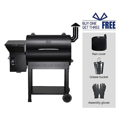 Z GRILLS Pellet Smoker Grill with PID Control, Rain Cover, 700 sq. in Cooking Area for Outdoor BBQ, ZPG-7002B
