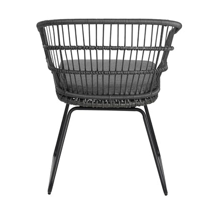 Christopher Knight Home Terry Acacia Wood Patio Dining Set for 6, Rectangular Patio Dining Table and Faux Rattan Chairs Set of 6, 7 Piece Outdoor Dining Set with Cushion and Iron Frame, Teak+Gray