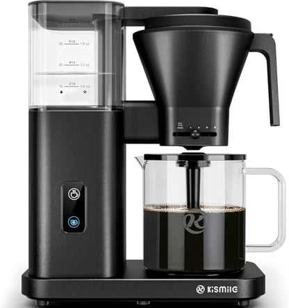 Kismile SCA-Certified 8 Cup Drip Coffee Maker, Pour Over Coffee Machine with 3s Instant Heat 197–205℉, Adjustable Flow Control, Removable Water Tank, Deep Cold Brew & 40 Min Keep Warm