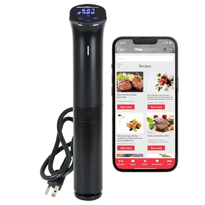 The Lab Made iVide 2.0 Sous Vide Cooker, 1200W WiFi Immersion Circulator, 0.1° Precision, Up to 30L Water Bath