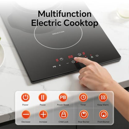 Ranein 12 Inch 2 Burner Induction Cooktop, 1800W, 120V