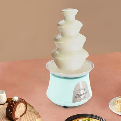 GDIFLS 4-Tier Chocolate Fountains Blue - Commercial Chocolate Melter with Stainless Steel Basin, 110V Party Fondue Fountain for Weddings, Birthdays & Events (Baby Blue, 17" Height) (BABY BLUE)