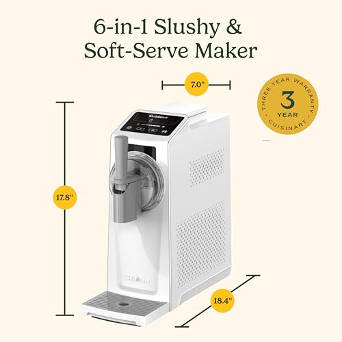 Cuisinart 6-in-1 Slushy & Soft-Serve Maker, Ice Cream Maker Machine Makes Soft-Serve Ice Cream, Slushies, Sorbet and More, Quick-Freeze Chill Technology Maintains Perfect Temperature, ICE-200