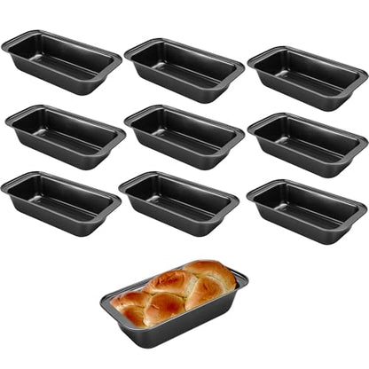 Axigundaone 10 Pcs Loaf Pans for Baking Bread, Nonstick Loaf Bread Pan 8 x 4 Inch, Carbon Steel Bread Pan for Homemade Bread (Black)