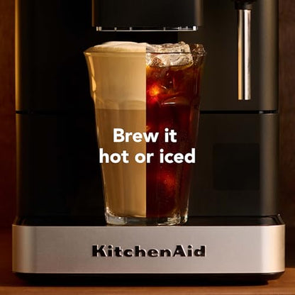 KitchenAid Fully Automatic Espresso Machine KF2 with 6 Hot and Iced Coffee Options | Built-In Grinder | Steam Wand, Black Matte KES8452