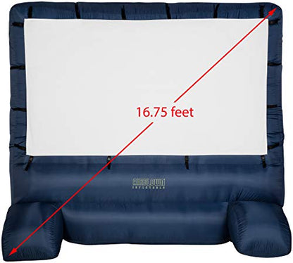 Gemmy 39127-32 Deluxe Outdoor Inflatable Movie Screen, 12-Inch Widescreen, Navy and White, 144"_Deluxe Airblown Movie Screen inflatable with storage bag (HD39127-32)