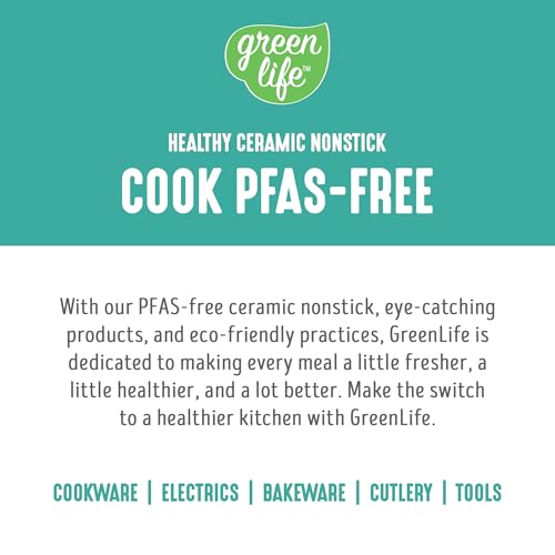 GreenLife 2.5QT Nonstick Saucepan with Glass Lid, Soft Grip, PFAS-Free Ceramic, Multipurpose Chef Pan, Milk & Sauce Cooking Pot, Dishwasher & Oven Safe to 350˚F, Stay-Cool Handle, Turquoise