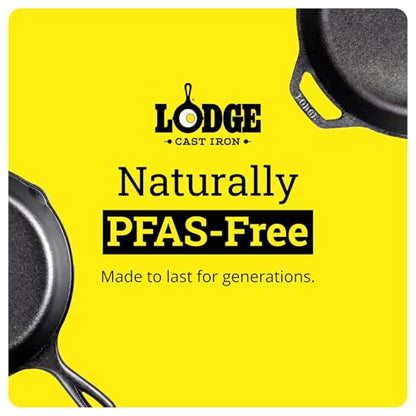 Lodge Seasoned Cast Iron Skillet 9 Inches - PFAS-Free, Non-Toxic Cookware - Use with an Oven, Stove, Grill, or Campfire - Naturally Non-Stick & Oven Safe