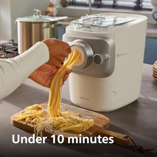 Philips 7000 Series Pasta Maker, ProExtrude Technology 150W, 8 discs, Perfect Mixing Technology, Prepare up to 8 Portions, HomeID App, White, (HR2660/03)