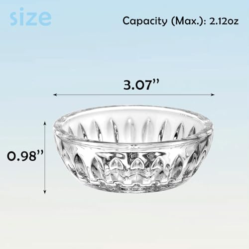 TkoYuHm 6 pack 2oz Glass Bowl Set Round Small Serving Dish for Dessert Salad Snack Ingredient Bowls for Prep Crystal Clear Relish Tray for Appetizer Sauces Dip