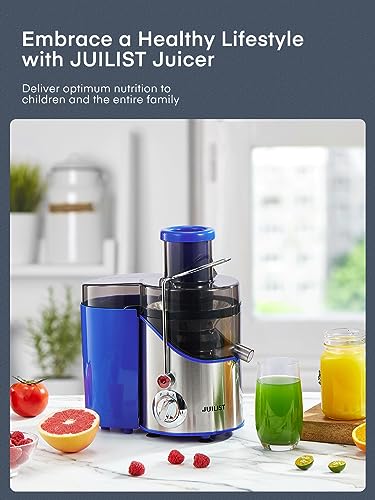 Juicer Machines, Juilist 3" Wide Mouth Juicer Extractor, for Vegetable and Fruit with 3-Speed Setting, 400W Motor, Easy to Clean, Blue