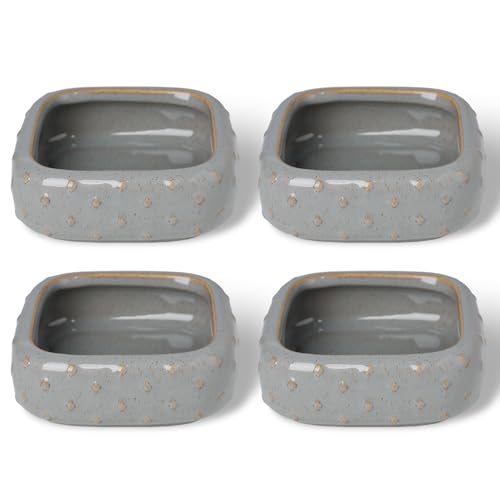 GDCZ 5 Oz Ceramic Ramekins, Caramel Pudding Baking Bowl, For Personal Pudding, Creme Brulee, Souffle, Serving Dip, Custard, Ice Cream, Microwave and Dishwasher Safe, Set of 4 (Grey)