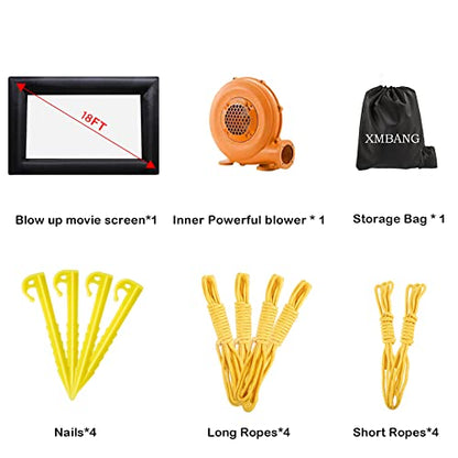 Xmaybang 18ft Inflatable Movie Projector Screen, Outdoor Projector Screen, Front/Rear Projection, Including Blower, Pedestal, Straps and Storage Bag