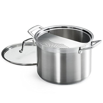 Tramontina Lock & Drain Stainless Steel 8-Quart Pasta Pot with Lid and Strainer