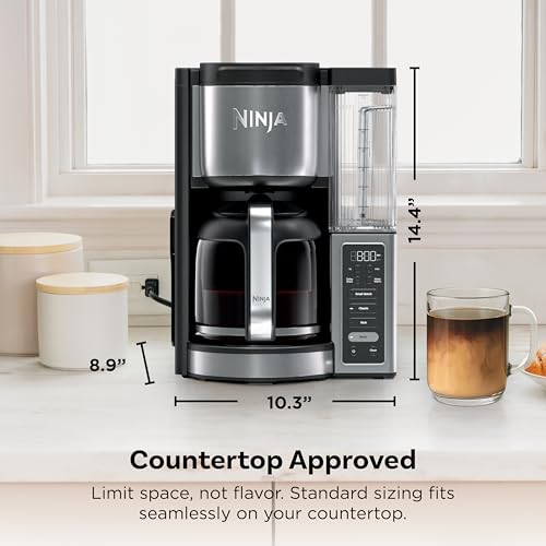 Ninja Fresh Brew™ Drip Coffee Maker, Programmable 14 Cup Glass Carafe, Classic and Rich, 70 Ounces Removable Water Reservoir, Small Batch, Delay, Adjustable Warming Plate, Stainless Steel, CE451