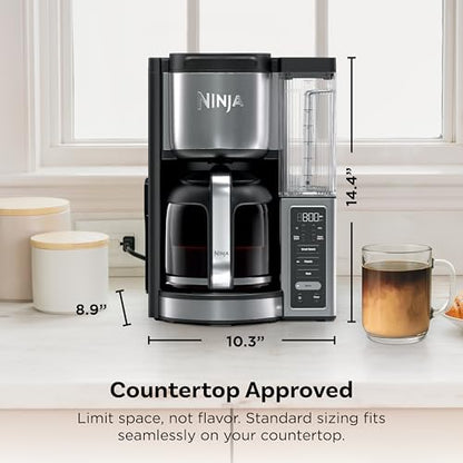 Ninja Fresh Brew™ Drip Coffee Maker, Programmable 14 Cup Glass Carafe, Classic and Rich, 70 Ounces Removable Water Reservoir, Small Batch, Delay, Adjustable Warming Plate, Stainless Steel, CE451