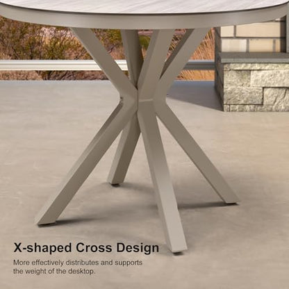 PURPLE LEAF 5 Pieces Round Dining Set Patio Aluminum Modern Round Table and Wicker Chairs with Cushions for Kitchen Porch Garden Outdoor Furniture Sets, Champagne