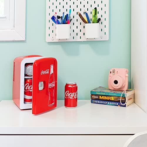 Coca-Cola 4L Mini Fridge, 6 Can, Classic Bottle Design, Red