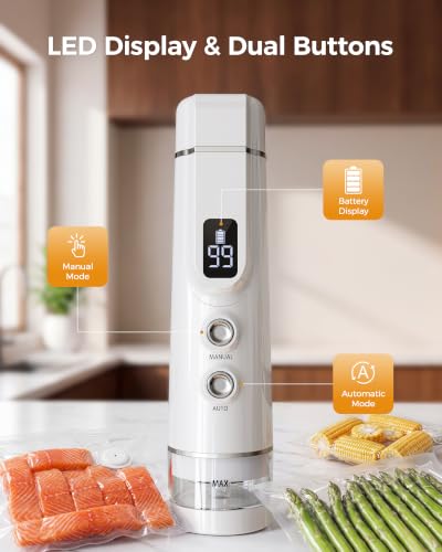 Synvox Vacuum Sealer for Food: 30 Reusable Bags & 20ml Tank