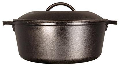 Lodge Cast Iron Dutch Oven 5 Quart - Loop Handle Cooking Vessel - Even Heat Retention - Oven-Safe, Versatile Pot - Handle Holders Included