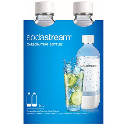 sodastream Dishwasher Safe 1L Classic DWS Carbonating Bottle White (twinpack), Pack of 2
