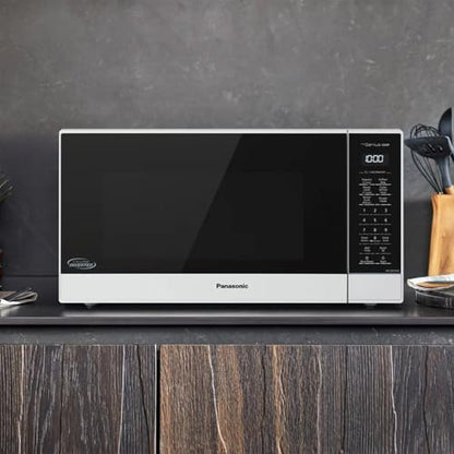 Panasonic NN-SN75LW cu.ft Cyclonic Inverter Countertop Microwave Oven 1250Watt Power with Genius Sensor Cooking, 1.6 cft, White