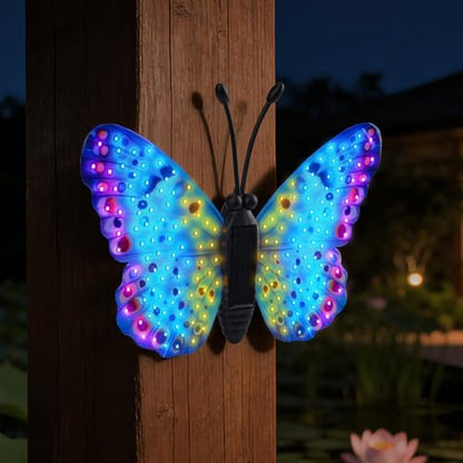 XMHBCSM Solar LED Butterfly Outdoor Wall Decor with Sparkling Light-Up Wings - Hanging Solar Lights for Garden, Yard, Patio, Balcony, Living Room, Bedroom
