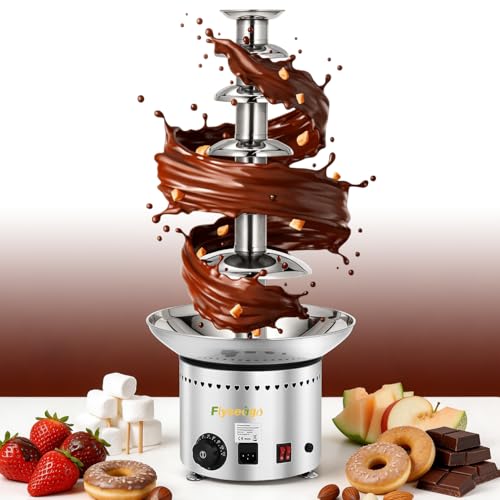 Flyseago Commercial Chocolate Fountain| 6 Tiers 19 lb Capacity| Large Hot Chocolate Fondue Tower| Stainless Steel Chocolate Melting Heating Machine for Nacho Cheese, Liqueurs, Party, Wedding