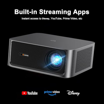 HAPPRUN 2500 ANSI Lumens Outdoor Projector with Built-in Streaming Apps, 4K Decoding Resolution, Dolby Audio, WiFi 6 and Bluetooth 5.2 for Indoor and Outdoor Home Theater