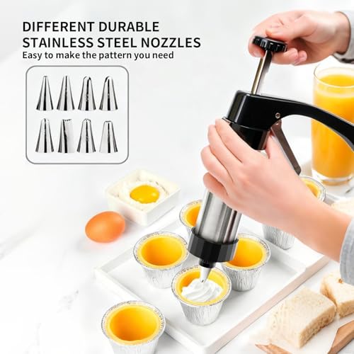 Swanwish Cookie Press Gun Kit - Home & Kitchen Spritz Cookie Maker with 13 Discs + 8 Icing Nozzles for Christmas & Party Baking