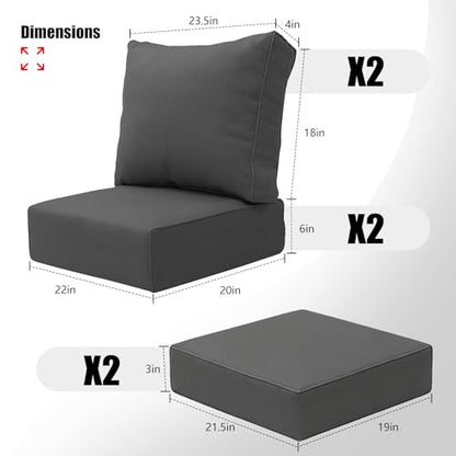 NSFBZA (Only Cushions) 6 Piece Sectional Replacement Cushion,5 Pieces PE Wicker Outdoor Patio Furniture Set Cushions,with Ottoman Rattan Patio Conversation Set Cushion(Dark Gray, 22 * 20in)