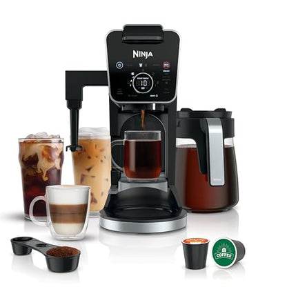 Ninja Specialty Drip Coffee Maker | DualBrew™ Pro Specialty Coffee Machine w/ Frother, Paper Filter | Brew with Pods & Grounds, K Cups Compatible | 4 Brew Styles, 13 Cup to Pot Sizes | Black, CFP301