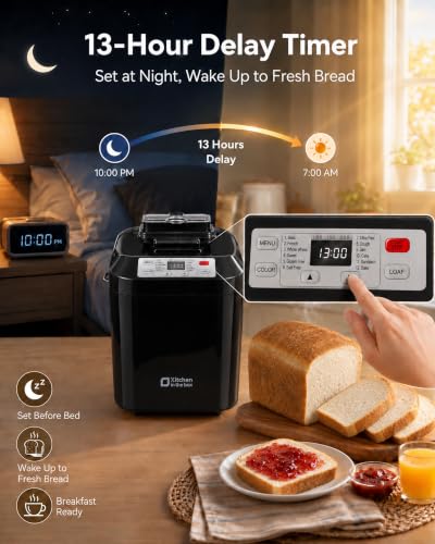 Kitchen in the Box Bread Maker, 2LB Bread Machine with Auto Nut Dispenser