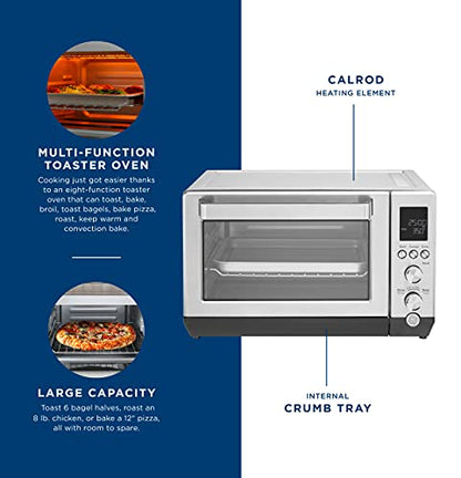 GE Convection Toaster Oven | Calrod Heating Technology | Large Capacity Toaster Oven Complete With 7 Cook Modes & Oven Accessories | Countertop Kitchen Essentials | 1500 Watts | Stainless Steel