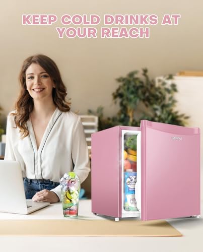 Upstreman 1.7 Cu.ft Mini Fridge with Freezer, Pink-FR17