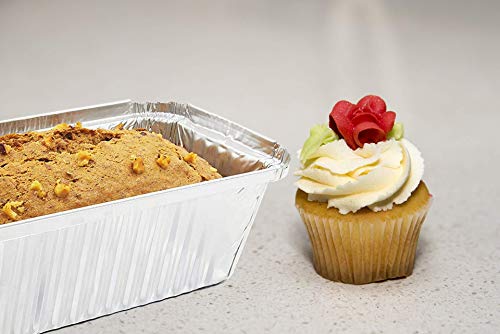 BBQMFG Disposable Loaf Pan with Lid for Baking - 1.5 Lb Disposable Bread Pans - Meatloaf Pans – 50 Aluminum Foil Pans and 50 Clear Lids - Perfect for Baking Cakes, Bread, Meatloaf…