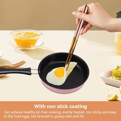 KOMBABE Pink Mini Cast Iron Skillet with Lid - 6 Inch Small Frying Pan for Eggs, Pancakes, Single Serving Cooking | Nonstick & Easy to Clean