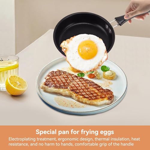 KOMBABE Pink Mini Cast Iron Skillet with Lid - 6 Inch Small Frying Pan for Eggs, Pancakes, Single Serving Cooking | Nonstick & Easy to Clean