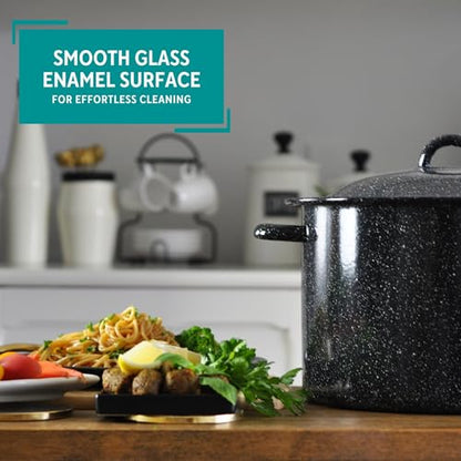 MIRRO 7.75qt Enamel Stock Pot, Black