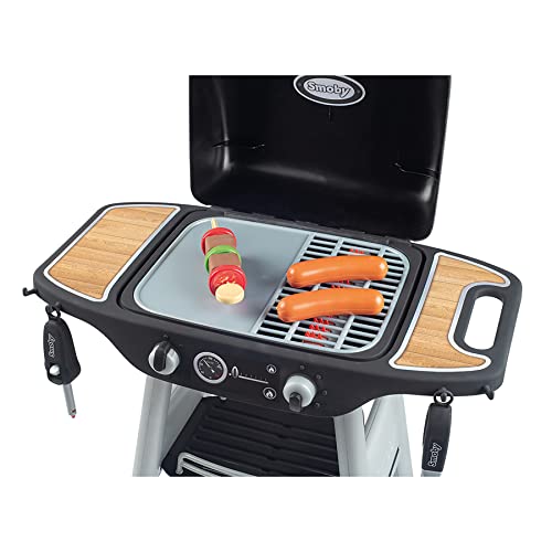 Smoby: BBQ Plancha Grill - Black, 18-Piece Accessory Playset - Realistic Cooking, Turn The Button & See Flames Appear, 19.69x14.57x28.43, Kids Age 3+