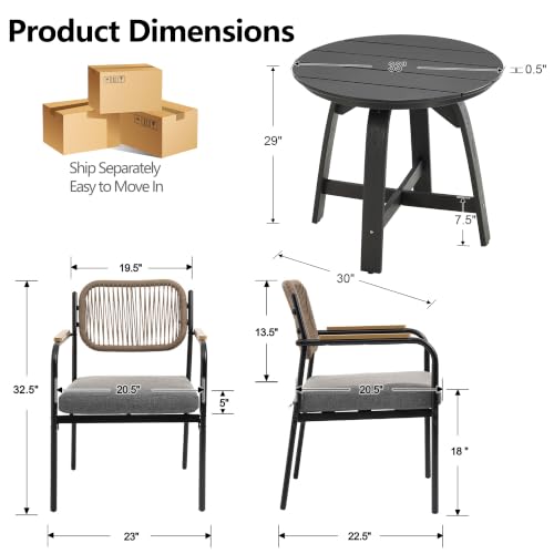 DAYARUS 5-Piece HDPE Outdoor Dining Sets, Patio Table and Chairs Set of 4