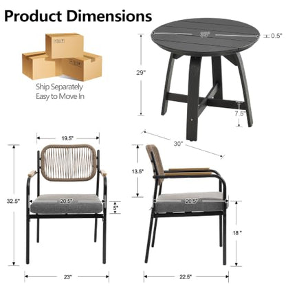 DAYARUS 5-Piece HDPE Outdoor Dining Sets, Patio Table and Chairs Set of 4