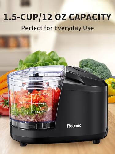 Reemix 1.5-Cup Electric Food Chopper, 100W Mini Food Processor Meat Grinder