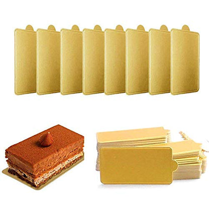 HANSGO Mini Square Golden Cardboard Cake Base,Single Cupcake Container 100PCS Cake Paper Plates Dessert Board Base Grease-Proof and Freezer-Durable Pastry Cardboard