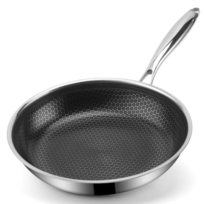 Ranbomer Hybrid Ceramic Non Stick Frying Pan 10 Inch, 5-Ply Stainless Steel Skillet,Stay-Cool Handle,Induction Ready, Compatible with All Cooktops, PFAS-Free, Non-Toxic.(10 Inch)