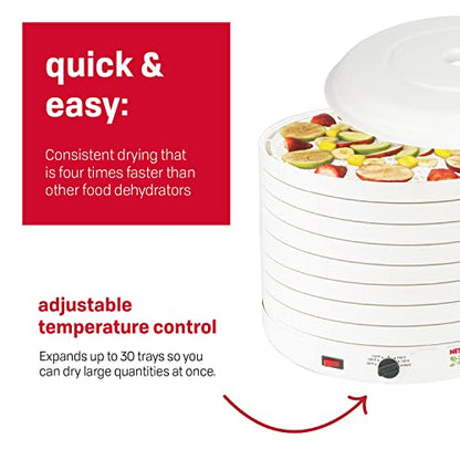NESCO FD‑1018A Gardenmaster Pro Food Dehydrator for Home Food Preservation, 8‑Tray White Electric Dehydrator with Expandable Capacity