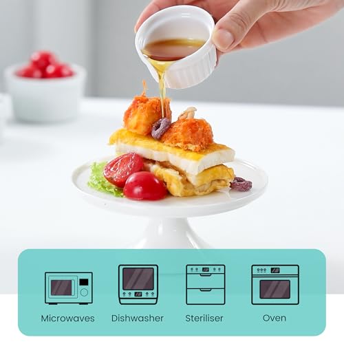 Cinf 1.5 oz Ramekins Pudding Cup Baking Cup Bowls Dishes, Set of 4,Souffle Cups Dishes, Dipping Sauce,Creme Brulee, Custard Cups, Desserts, Oven, Microwave,Dishwasher