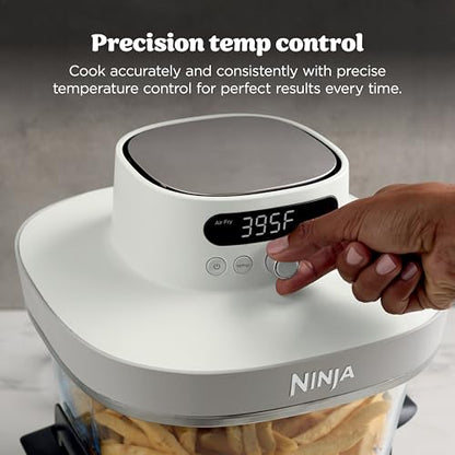 Ninja Crispi Pro 6-in-1 Glass Air Fryer | With Nontoxic, 6qt & 2.5qt Containers & Lids | Microwave, Freezer, Dishwasher Safe | 450°F Max Temp | 1800 Watt | Bone | AS101LG