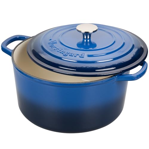 VORRINGARD Enameled Cast Iron Dutch Oven Pot with Lid, for Sourdough Bread Baking, Round Dutch Ovens, 4.5 Quart, Blue
